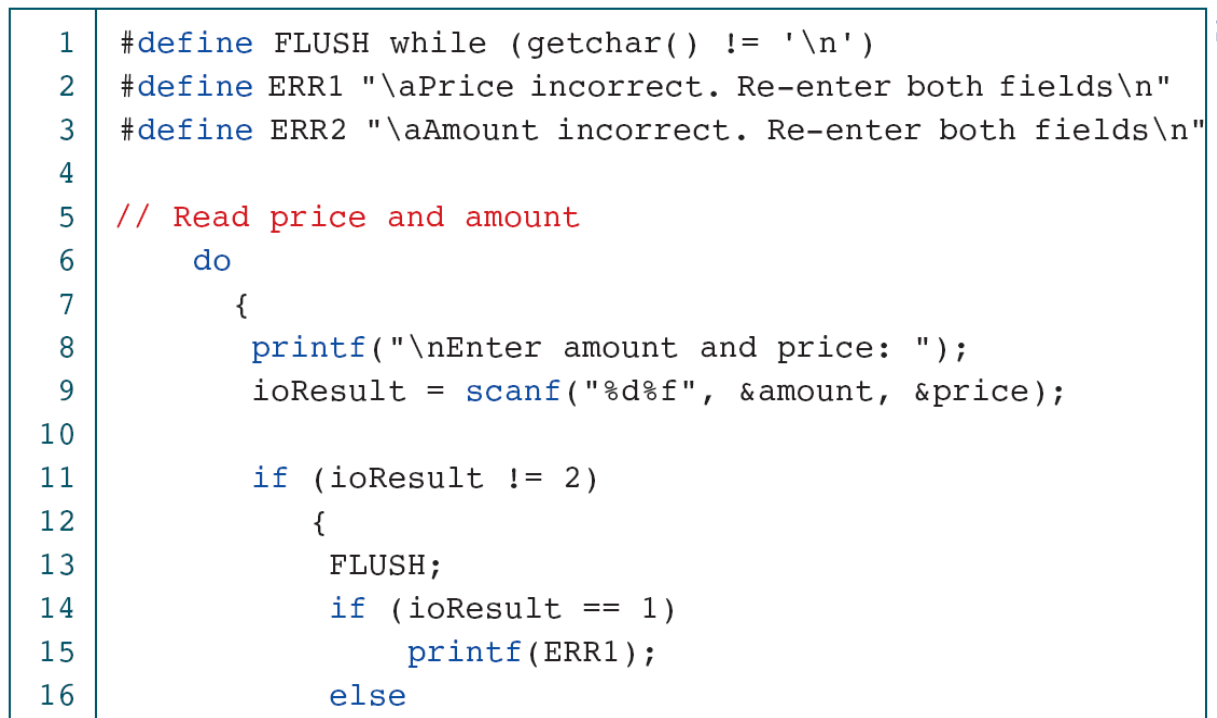 Original validation example: its FLUSH macro fails to stop at EOF. Treat this as an example to review, not code to reuse unchanged.