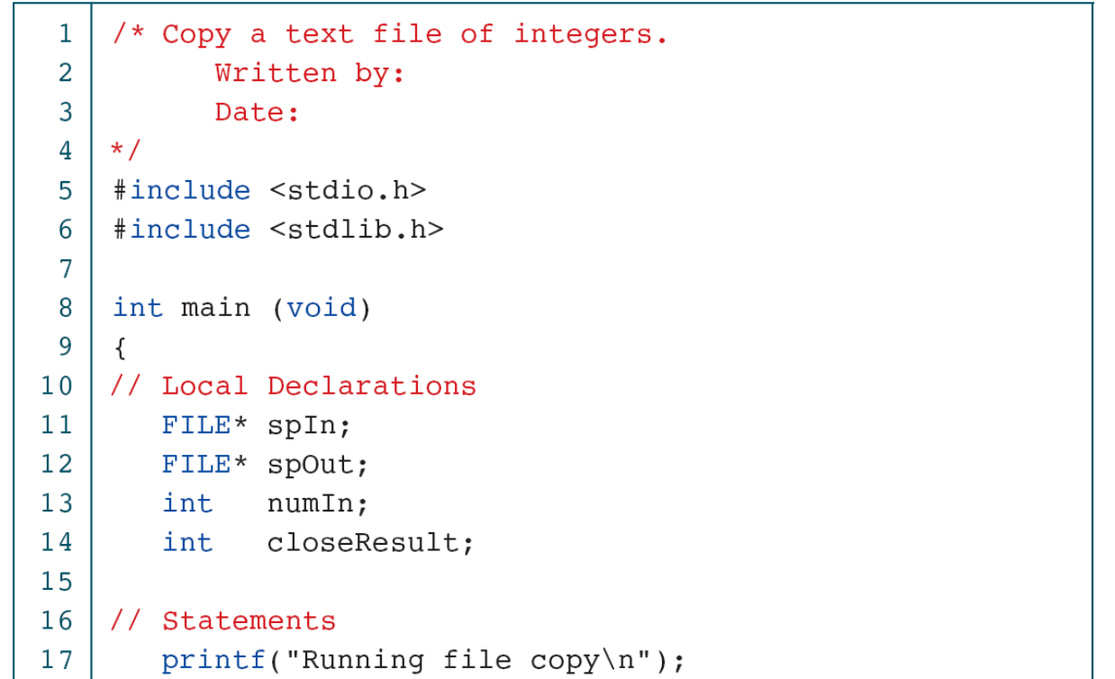Copying integers: declarations.