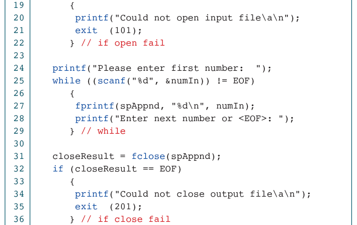 Appending loop correction: require scanf to return 1, not merely a value different from EOF. Otherwise a nonnumeric token can cause endless repetition.