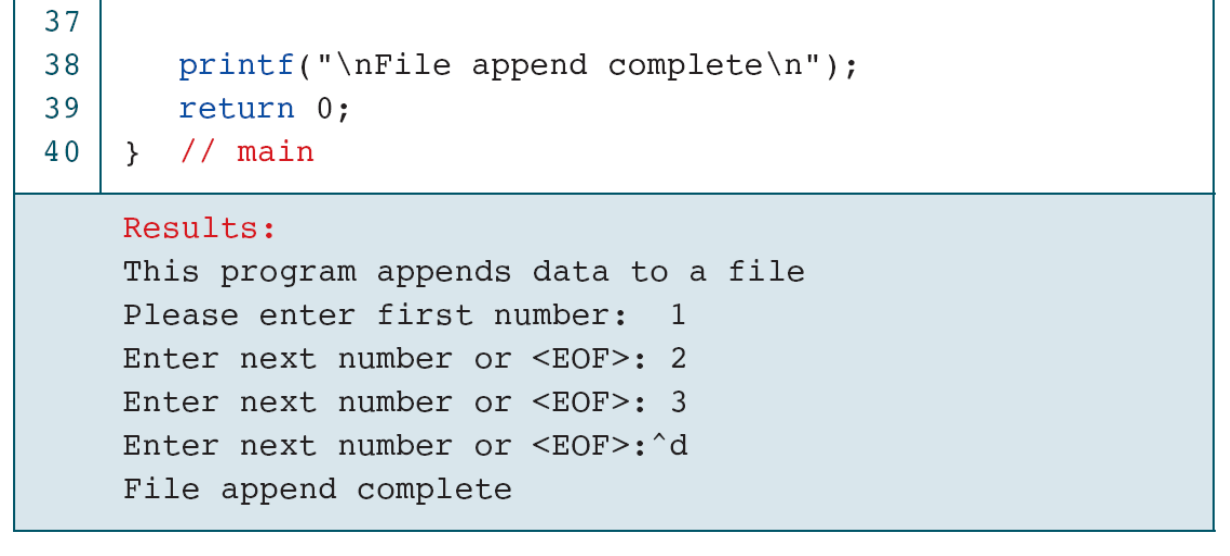 Original append output. The pictured terminal EOF action is environment-specific.