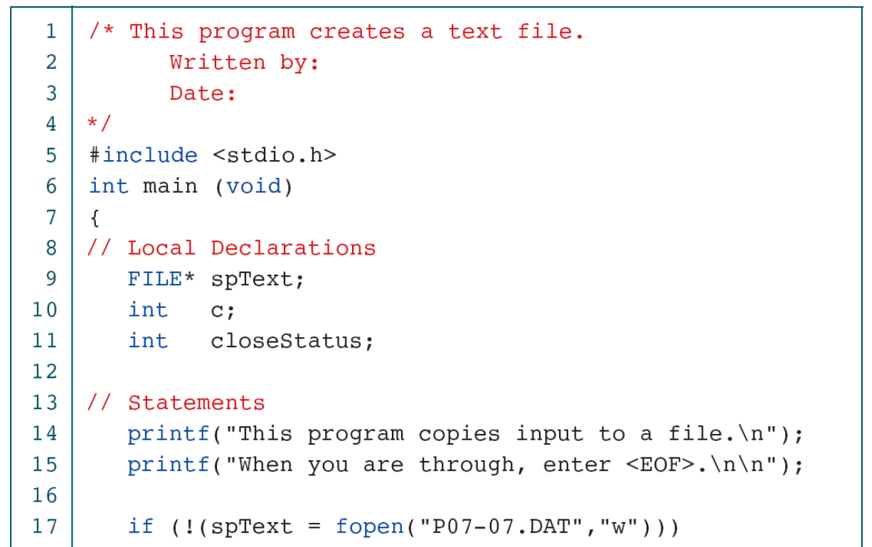 Creating a text file: opening the output.