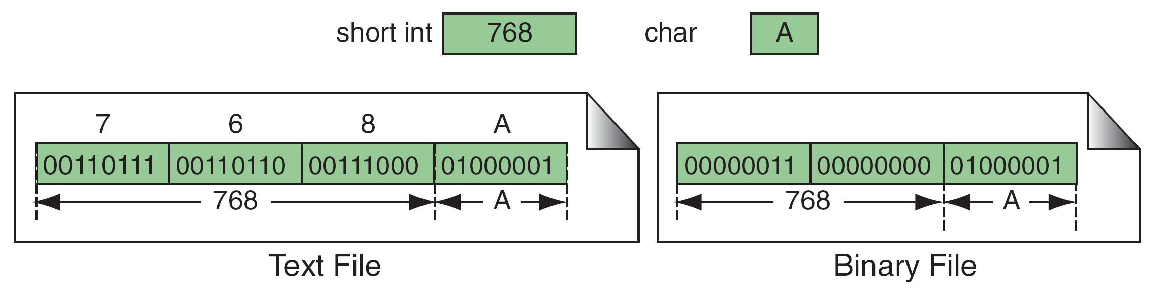 This figure assumes ASCII, a two-byte short and big-endian byte order. These sizes and representations are not universal.