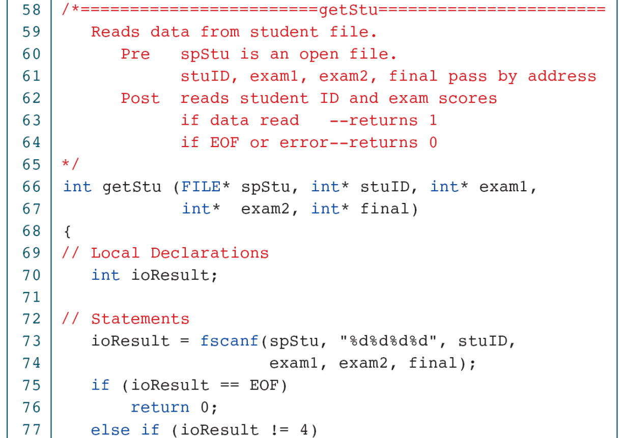 Require all four successful conversions. Distinguish clean EOF, malformed input and a read error.