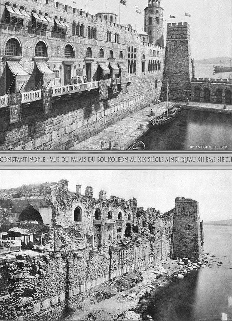 Historical views of the Boukoleon waterfront remains