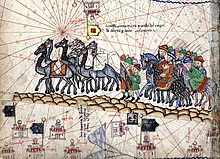 Travellers represented in a historical map