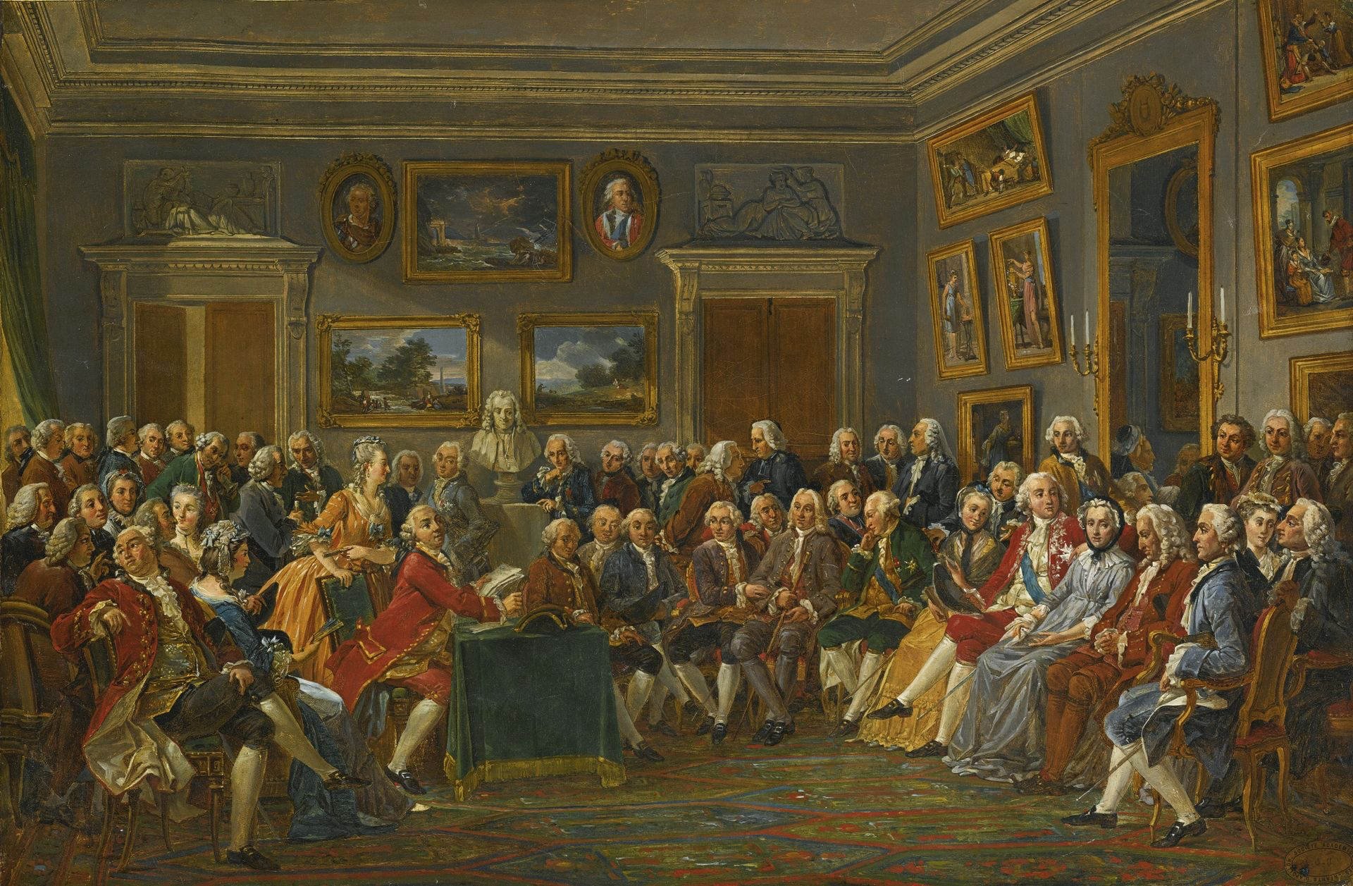 Lemonnier’s later representation of a reading in Geoffrin’s salon