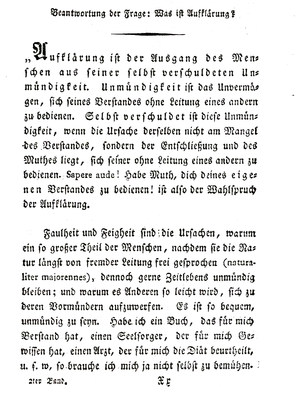 Kant’s essay on Enlightenment, 1784