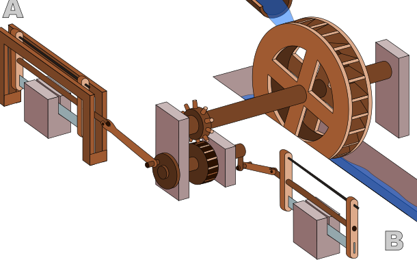 Modern reconstruction of a crank and connecting rod