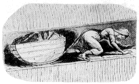 Illustration of a child hauling a load underground