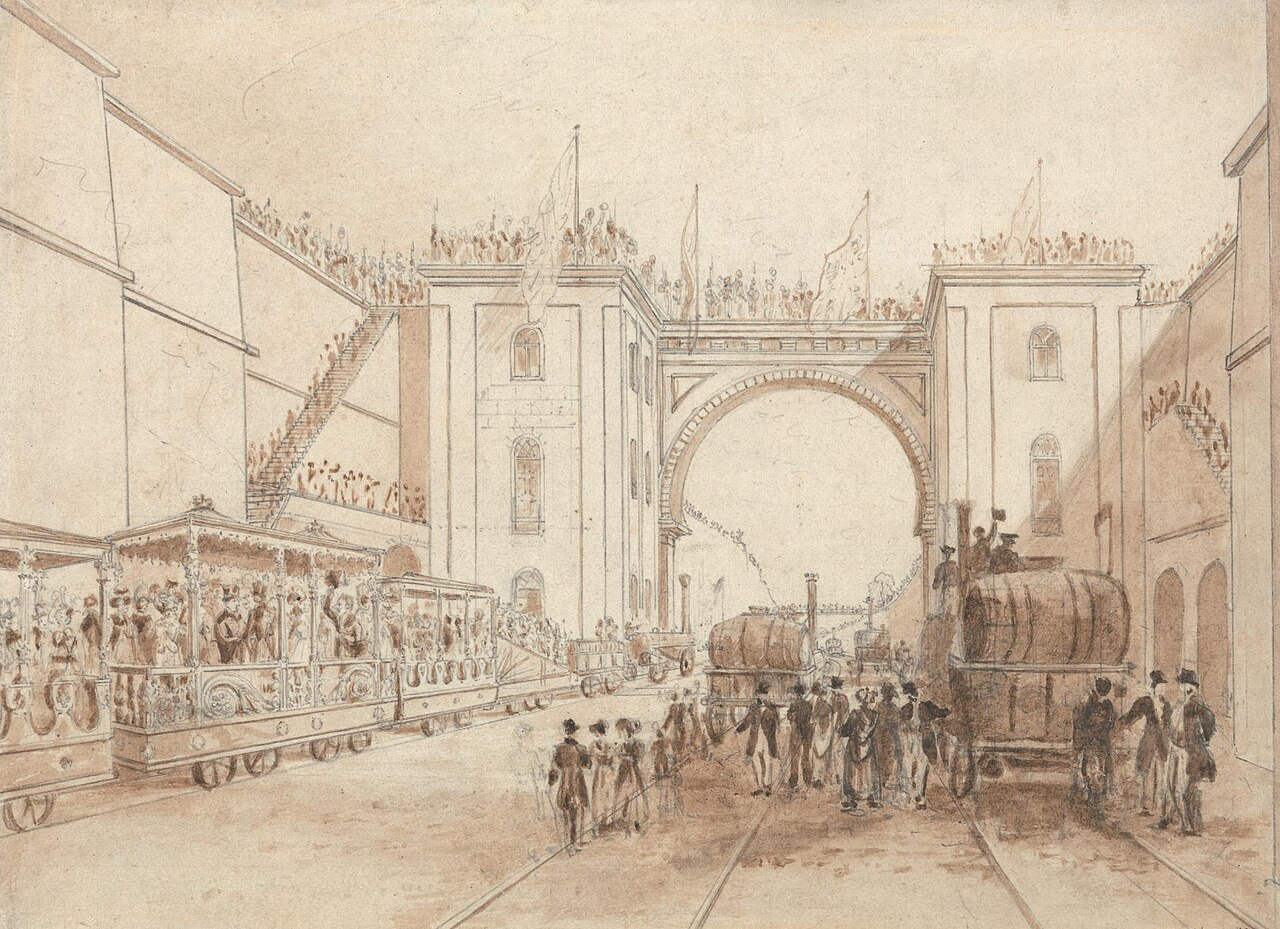 Opening of the Liverpool and Manchester Railway — Isaac Shaw, 1830; Yale Center for British Art