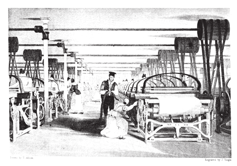 Power-loom weaving — Baines, 1835